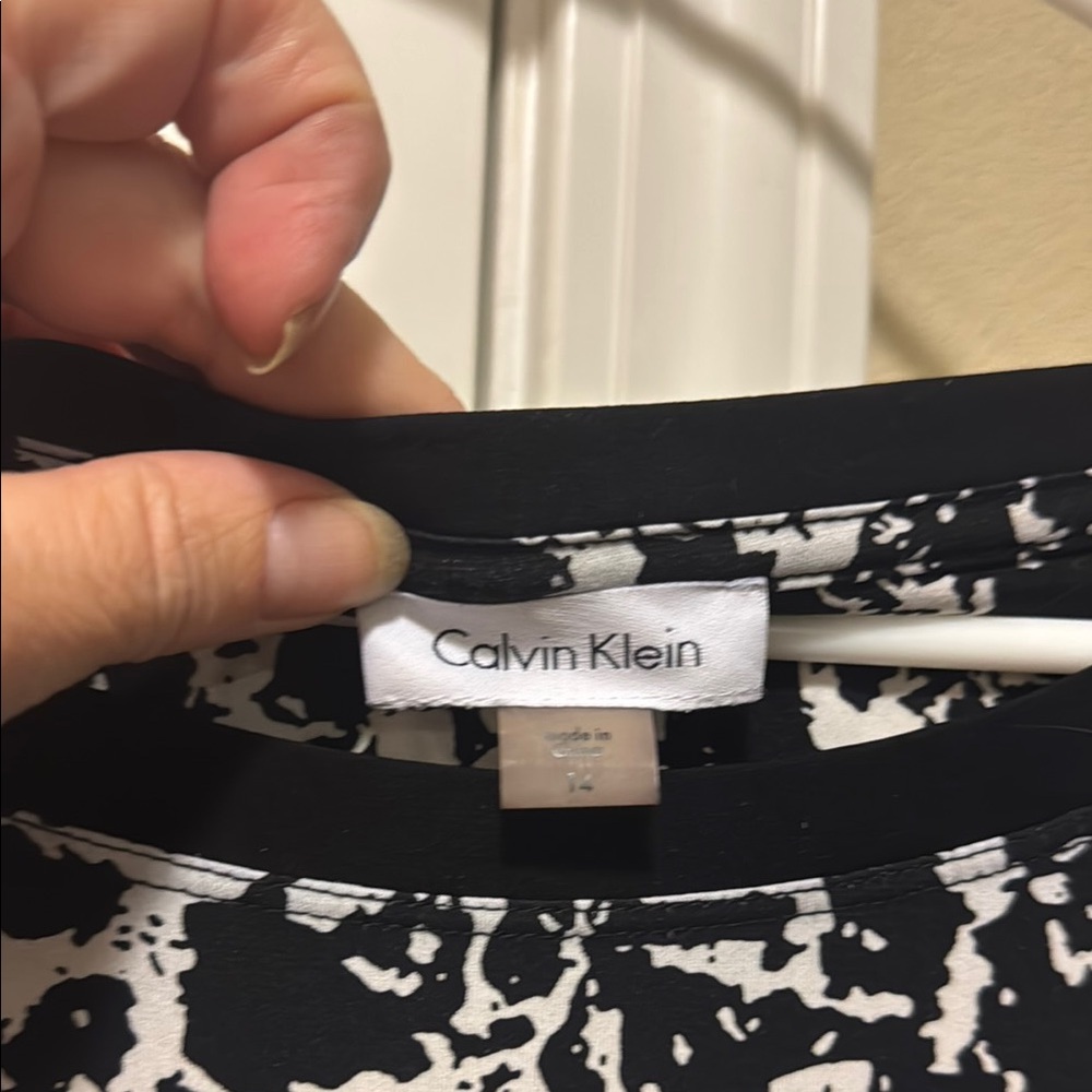 Calvin Klein Black and White Sheath Dress with Raglan Sleeves - Picture 4 of 5